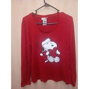 Munki Munki x Peanuts SZ LG Christmas Holiday Snoopy Pajama SLEEP shrit (W) Red